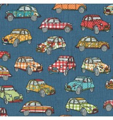 "Ma 2CV" car design fabric - Blue