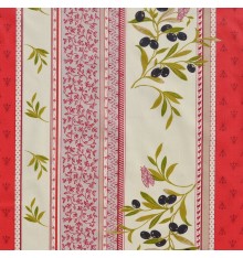 Provencal stripe olives fabric (Red) - Luxury PVC fabric alternative