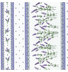 l'esprit de Provence Lavender Stripe fabric - Lavender and Green on White