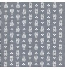 CICADAS Provençal fabric - Mid Grey & White