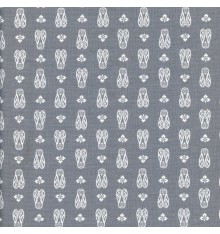 CICADAS Provençal fabric - Mid Grey & White