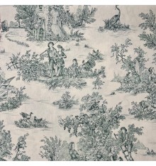Toile de Jouy Fabric (La Grande Vie Rustique) - Green on Ecru