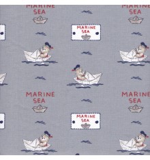 Rower teddy bears fabric (grey, white & red)