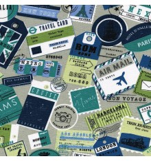 Boarding Pass fabric 'Travels' collection (Blue)