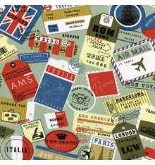 Boarding Pass fabric 'Travels' collection (Red)