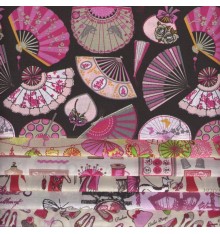 6 Fat Quarters Set ('Fan' Collection - Pink)