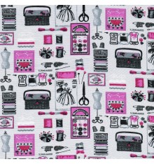 Haberdashery fabric 'Fan' collection (Grey / Black / Pink)