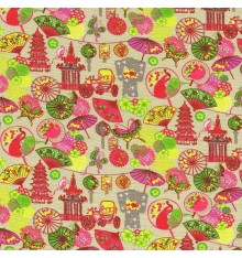 Rickshaws fabric 'Fan' collection (Pink)