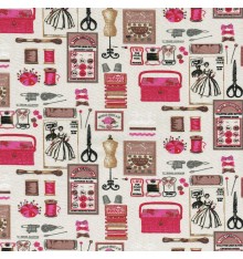 Haberdashery fabric 'Fan' collection (Pink)